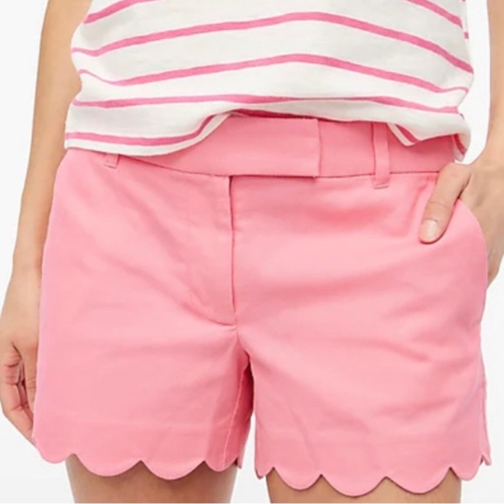 J. Crew High Waist Pink Scalloped Shorts